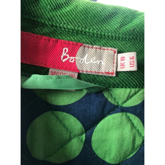 Boden Quilted Button Down Jacket Corduroy Trim Green Sz 6 - Picture 12 of 12